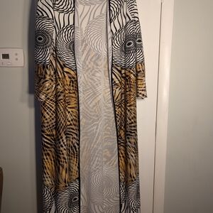 Curvy Girl By Ashley Stewart Animal Print Long (Duster) Cardigan